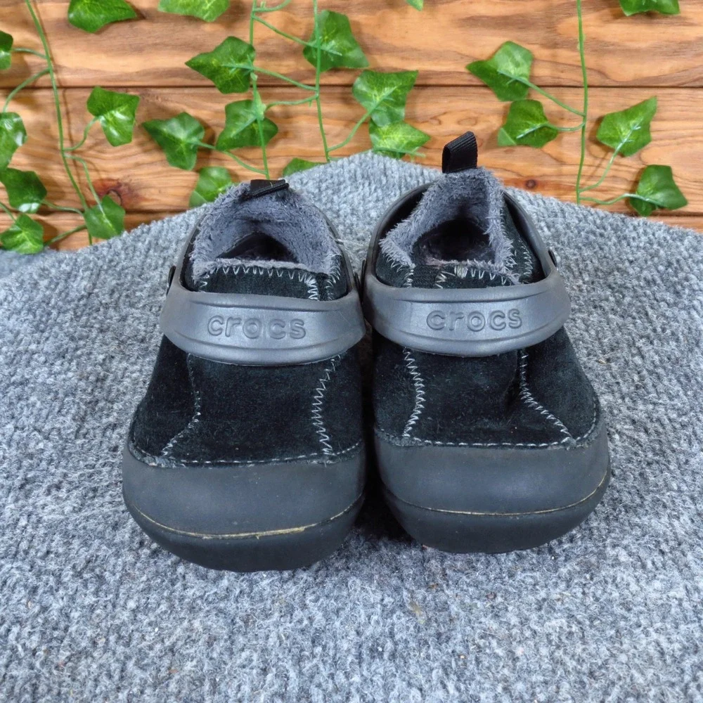 Crocs‎ Dawson Toddler Boys Clog Shoe Size 7 Winter Casual Black Suede Shearling